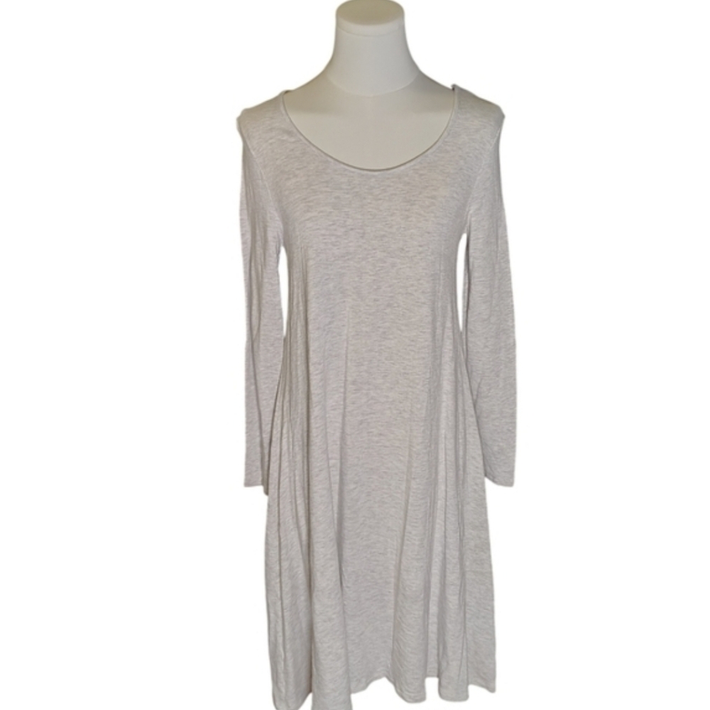 Ingrid & Isabel Cream Long Sleeve Casual Scoop Neck Spring Dress Size Small